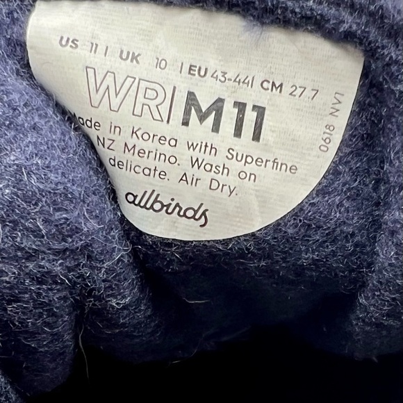 Allbirds Shoes Men Size 11 Wool Runners WR Dark Blue Sneakers 0719 NV1 - Picture 5 of 6